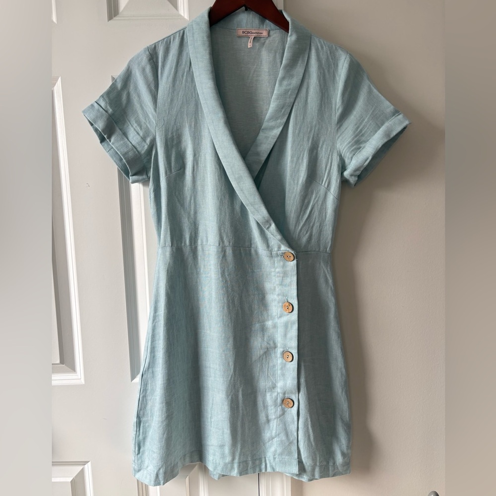 Bcbgeneration Blue Chambray Twill Button-Down Lin… - image 3